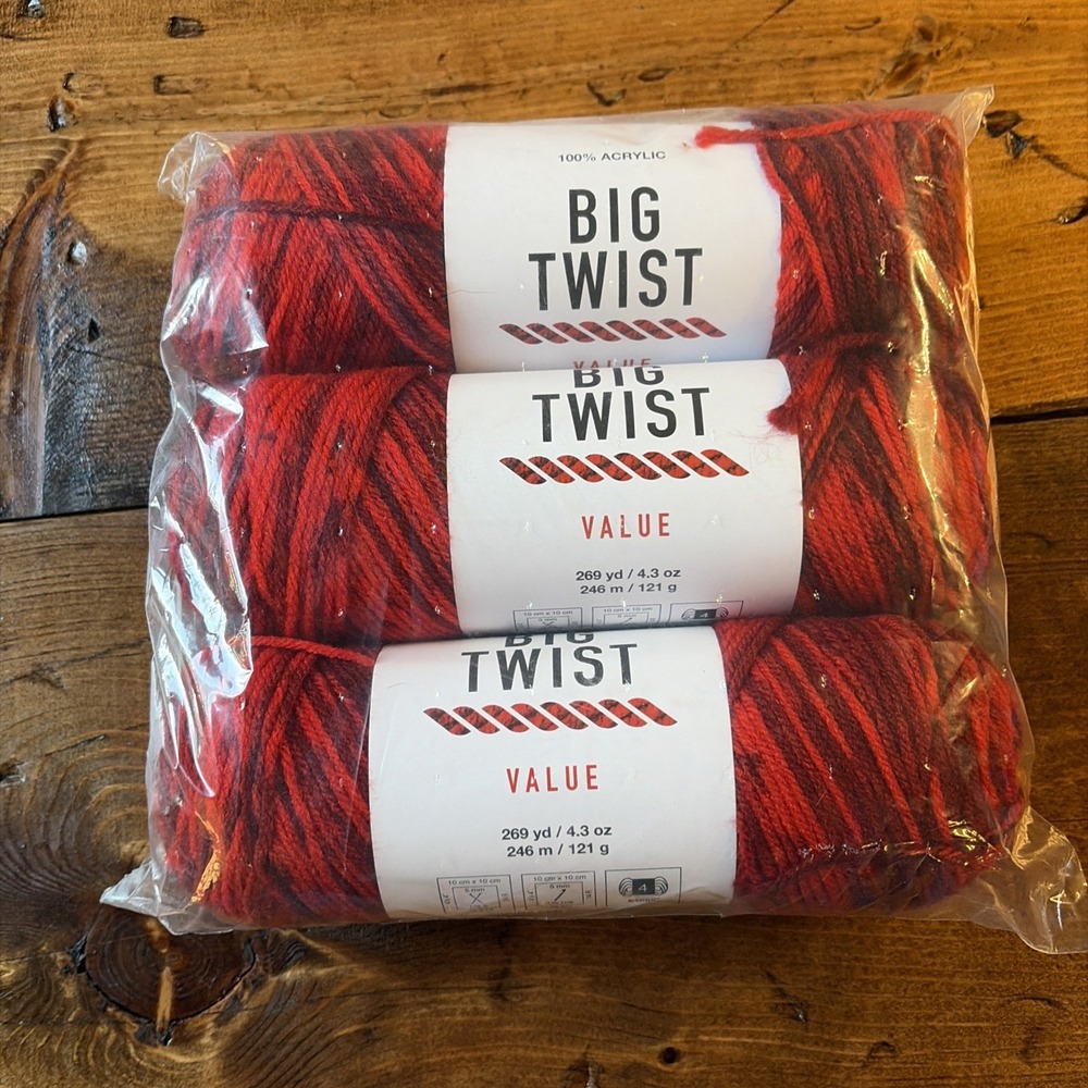 Deadstock Joann's Christmas Yarn Big Twist Cherry Mix